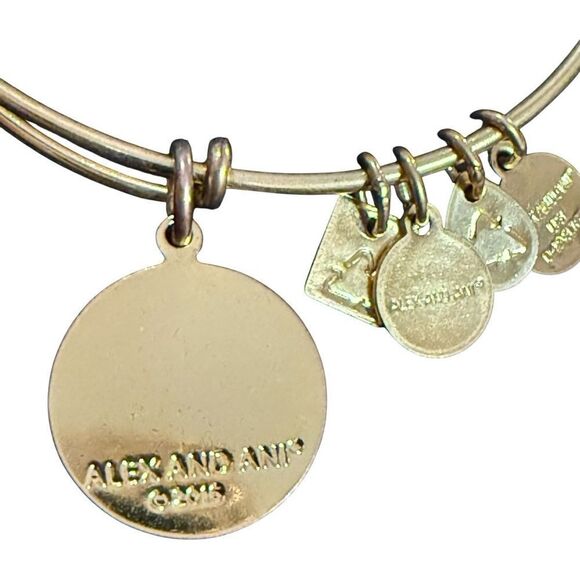 Alex & Ani Peace Love Music Charm Bangle Gold EUC - Picture 6 of 10